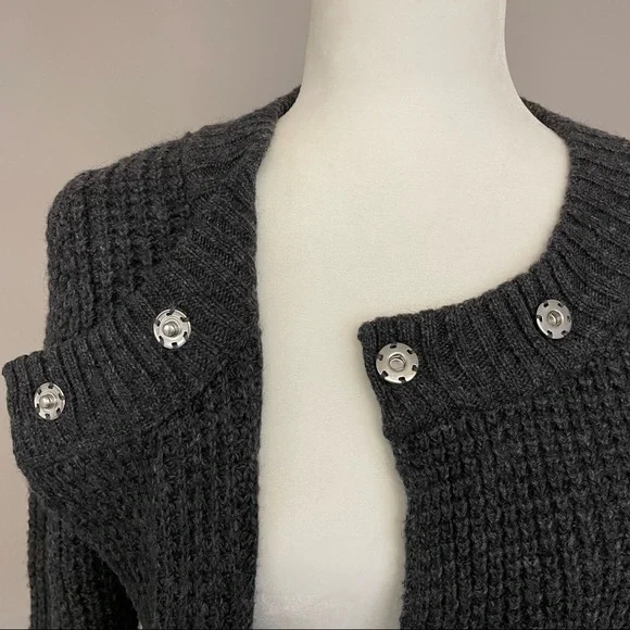 Old Navy Charcoal Gray Double Breasted Snap Front Sweater Size S - Picture 5 of 10